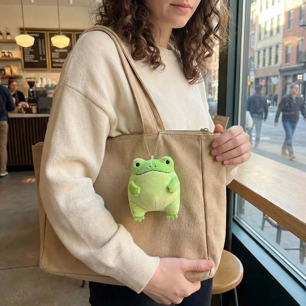 

Cartoon Style Green Frog Plush Toy PP Cotton Green Color Frog Plush Keychain Fluffy Texture Soft Material Stuffed Animal Doll