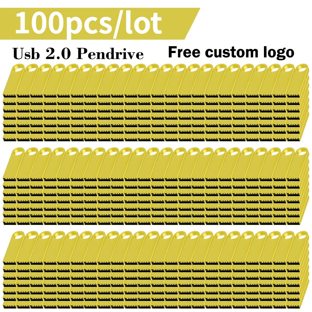 100PCS Metal USB 2.0 factory price Flash Drive Pen Drive 4GB 8GB 16GB 32GB Free Customized Logo Memory Stick Pendrive 64GB 128mb