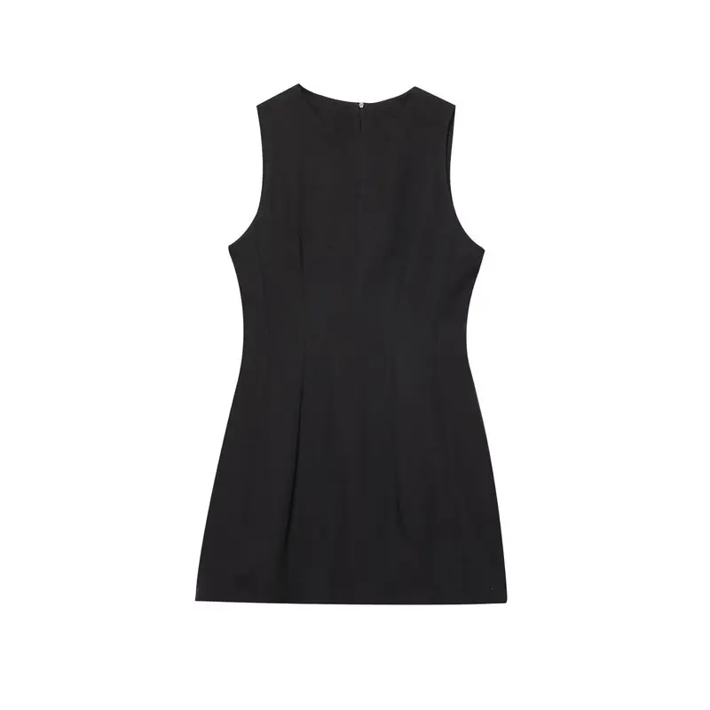 Summer New Arrival Women's Faion Slim Fit Fluffy round Ne Svel ort Dr Versatile High Waist Cotton Blend Dr