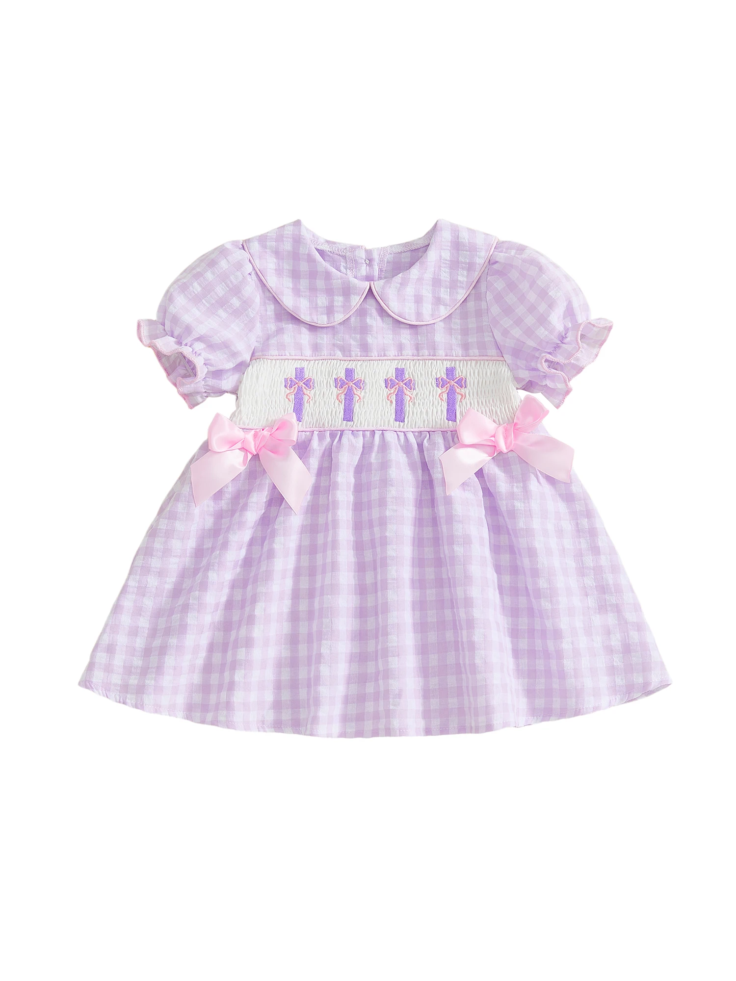 

Girls Easter Dress with Floral Embroidery and Ruffle Hemline Sleeveless Princess Party Dress for Toddler Kids Vintage Style