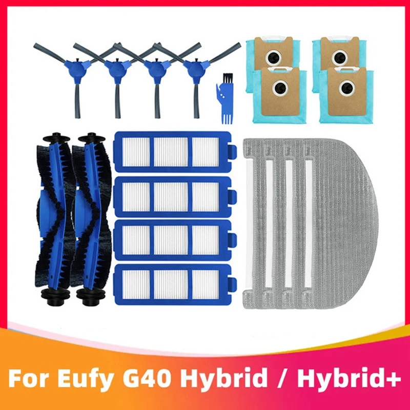 For Eufy G40 Hybrid / Hybrid+ Robot Vacuum Cleaner Accessories Main Side Brush Mop Cloth Rags Hepa Filter Dust Bags