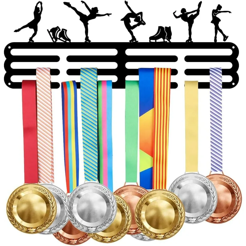 Figure Skating Medal Display Holders Black Sturdy Steel Medal Hangers Over 60 Medals s Wall Mounted Medal Display Racks