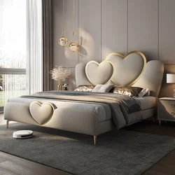 King Size Headboard Simple Double Bed Wooden Nordic Queen Frame Double Bed Luxury Modern Letto Matrimoniale Bedroom Furniture