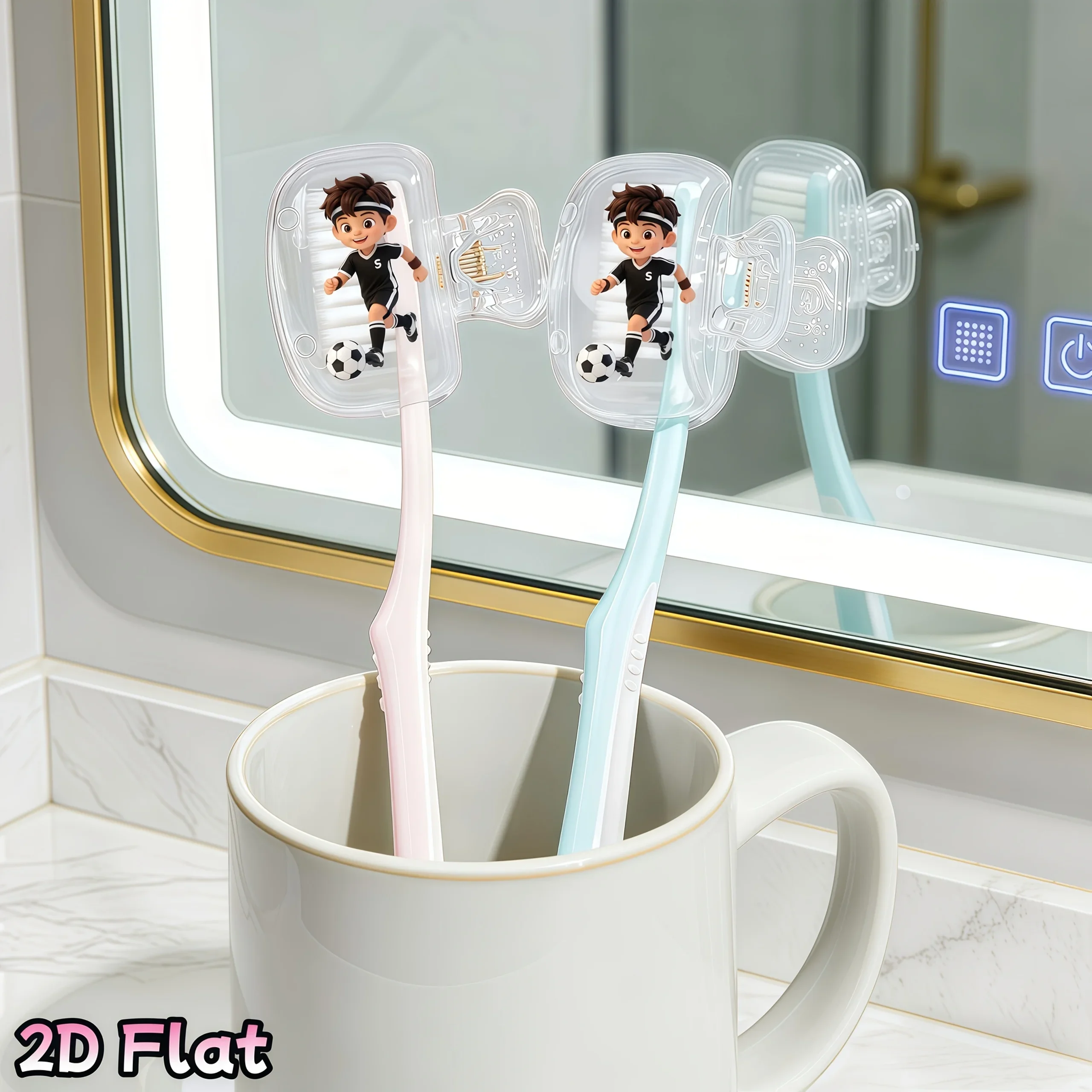 2pcs Style Football Toothbrush Head Covers Suitable for Travel Sets of Various Sizes Essentials Dormitory Use Gift for Lady
