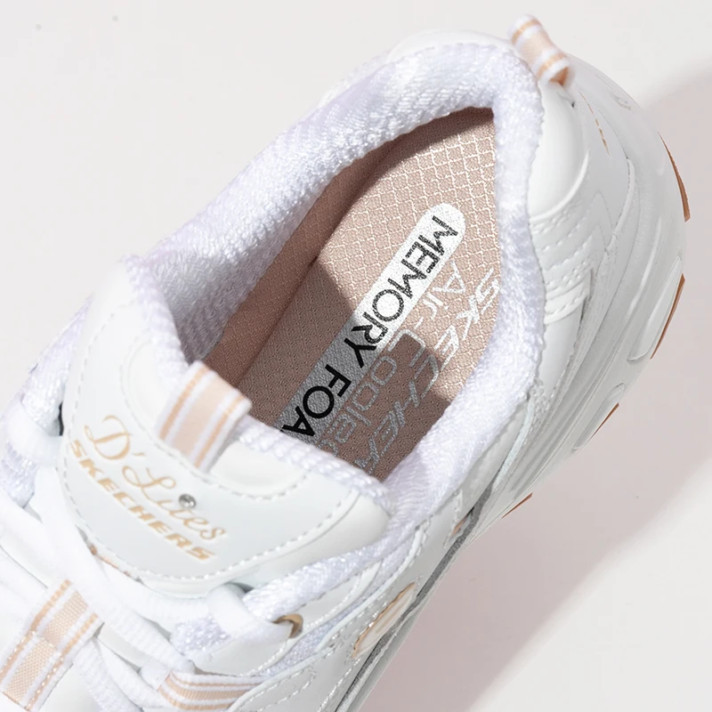 Skechers Tênis feminino branco confortável Panda sapatos de sola grossa sapatos casuais para pai 149807-Wht