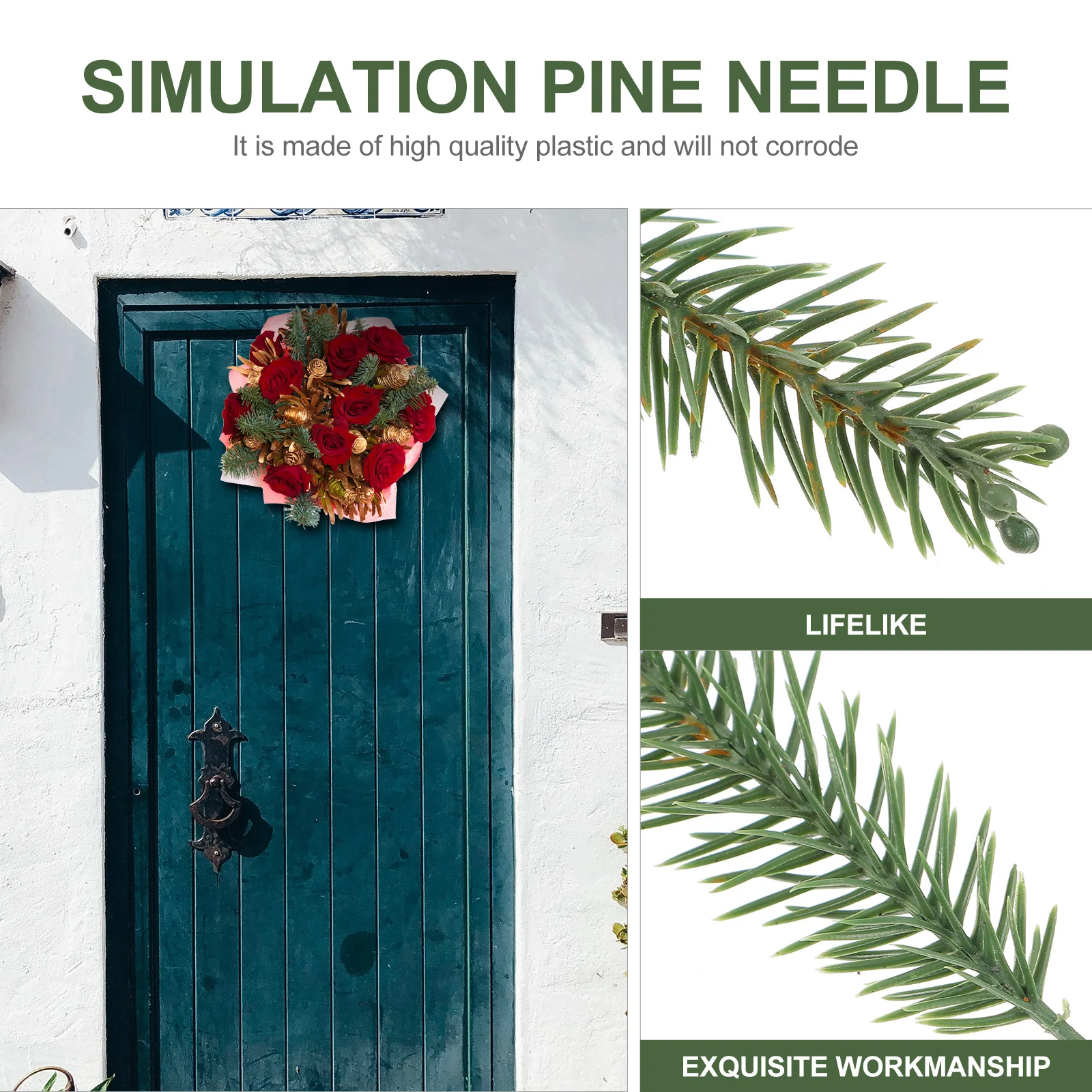 

20pcs Simulation Pine Needles Artificial Christmas Tree Decor Faux Pine Leaves For Home Wedding Hotel Party Decoration