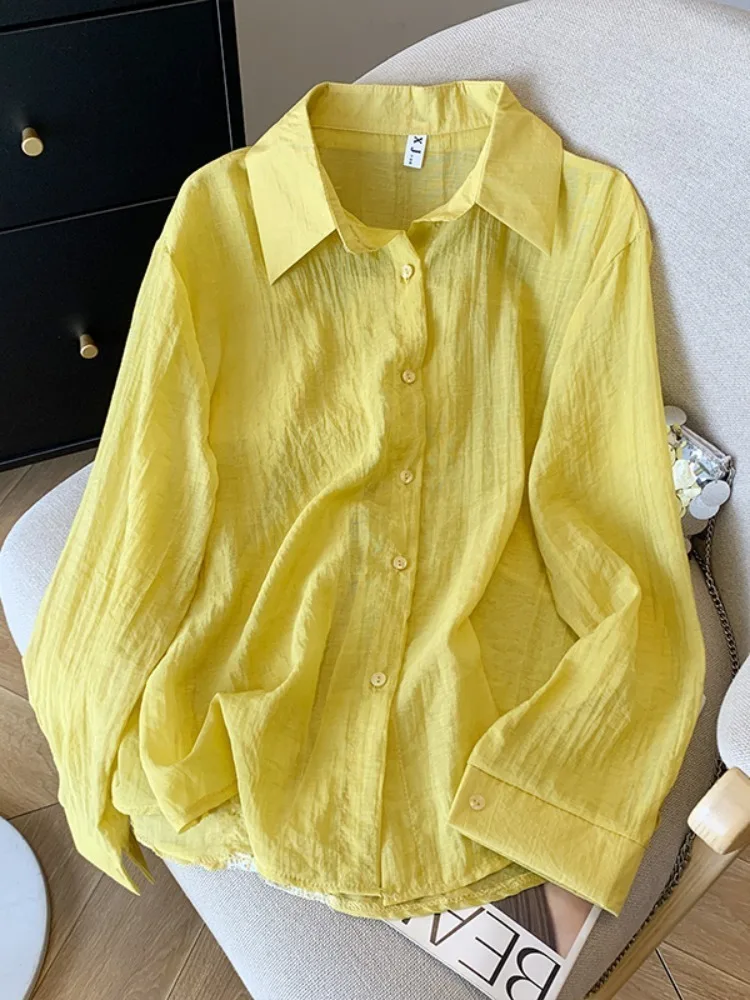 Back slit lace patchwork long sleeved sun protection shirt  women's summer Klein blue high-end loose fashion jacket top