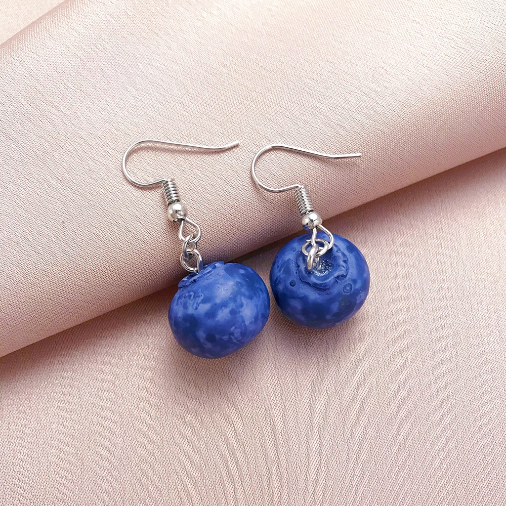 Mini pendientes colgantes de arándano simulado de resina bonitos para mujer, colgante creativo de fruta, pendiente de gota, joyería para chicas jóvenes N901