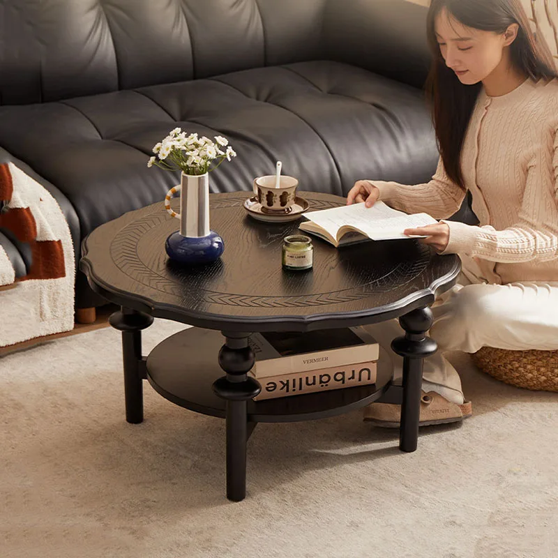 Round Funky Side Tables Wooden French Storage Industrial Coffee Table Low Large Mesa De Centro De Sala Furniture Living Room