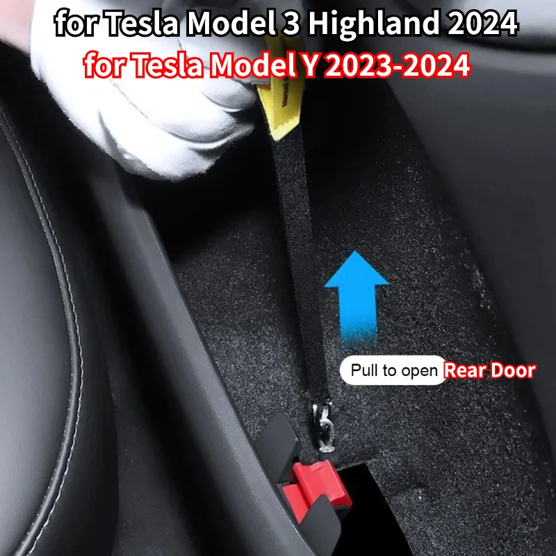 For New Tesla Model Y 3 Highland 2024 Rear Door Emergency Handle Rear Physical Door Lock Mechanical Switch Unlocking Accessories