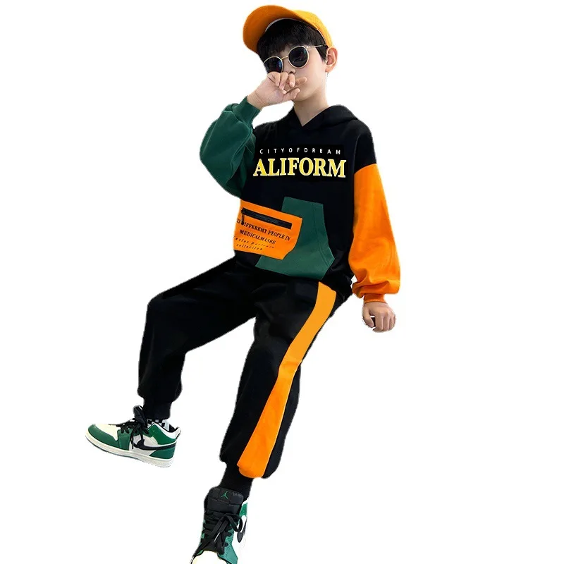5-14T Casual Sport Cotton Pullover Sweatshirt+Pants 2Pcs/Sets Kid Tracksuits Child Boys Clothing Outfit Children Clothes Suits