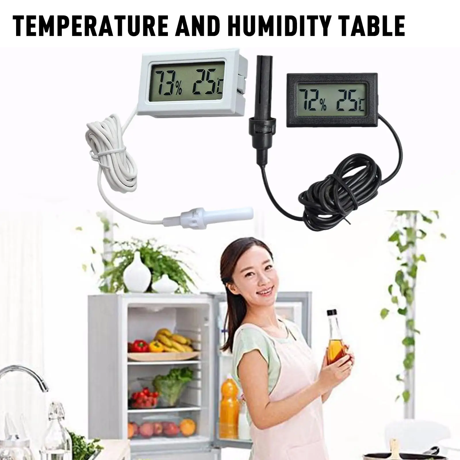 Embedded Temperature And Humidity Meter With Cable And FY-12 Meter Electronic And Left Temperature Right Screens Humidity J9B6