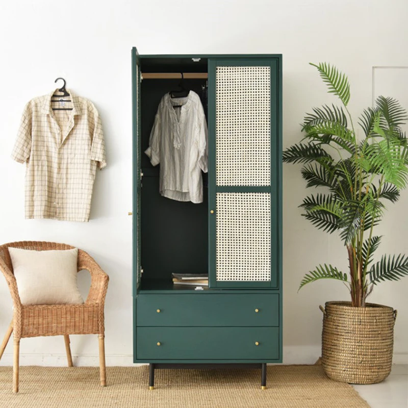 

Nordic solid wood sliding door wardrobe simple modern home log wardrobe Japanese locker bedroom drawer storage cabinet