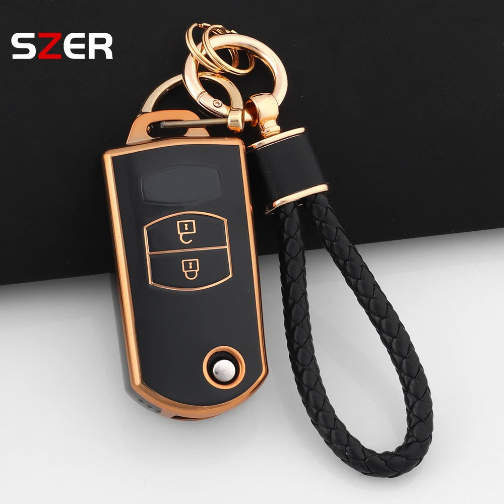 Fashion TPU Car Remote Folding Key Case Cover 2 Button Shell Protector Keyless Bag For Mazda 3 5 6 Series M6 RX8 MX5 Accessories
