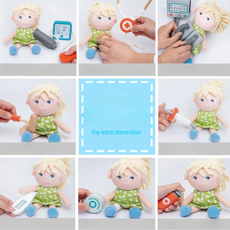 Montessori Educational Wooden Toys Puzzle Baby Play Doctor Creative Games Building Blocks Dollhouse Accessories Diy Girls Toys