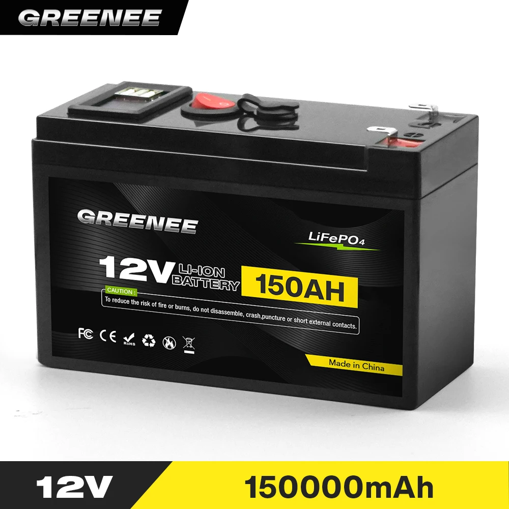 

Литиевое зарядное устройство LiFePO4 глубокого цикла 150000 мАч, железо-фосфатная батарея для солнечной батареи, эхолота, силовых колес, зарядное устройство для освещения