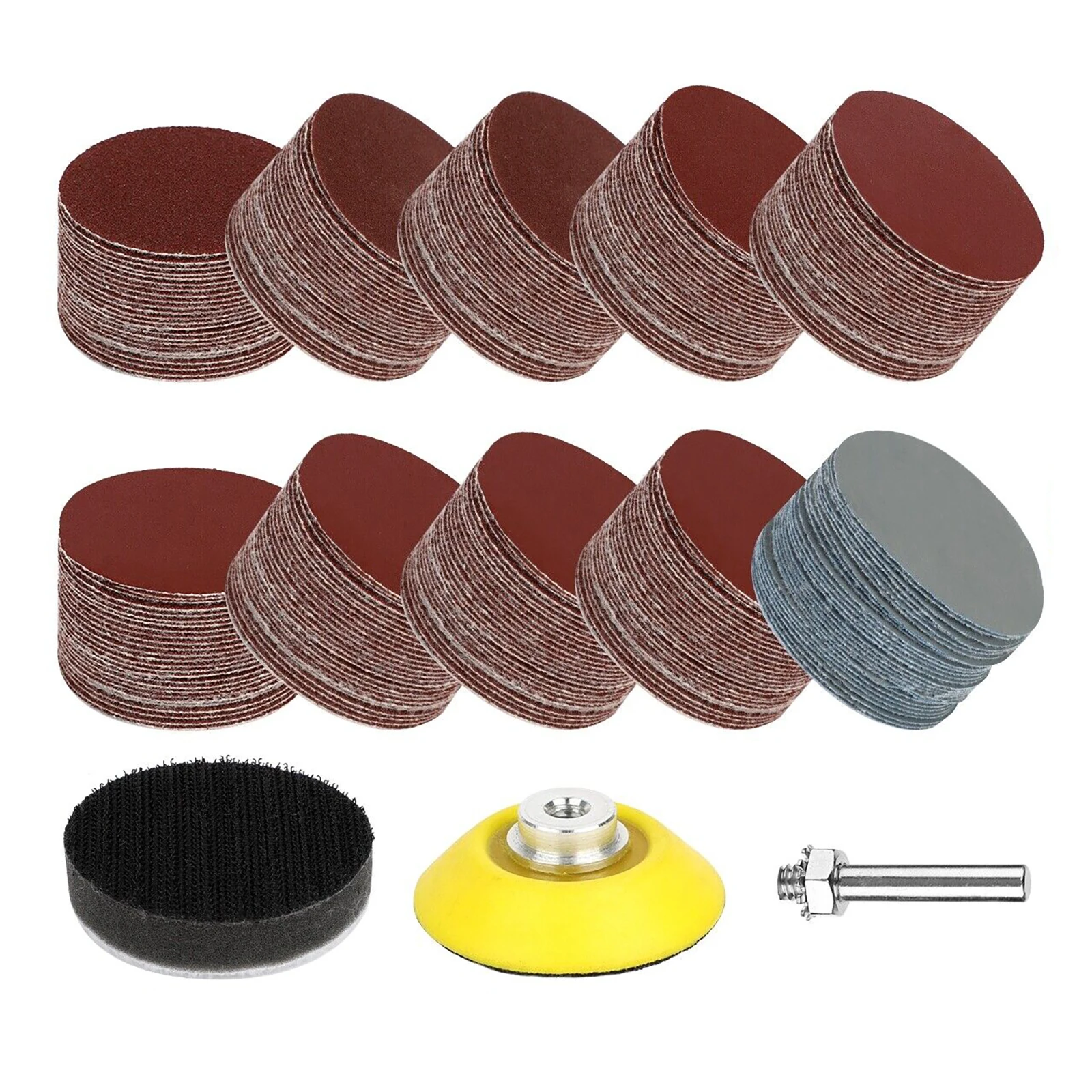 303Pcs Aluminum Oxide Sanding Discs 2 Inch w/ Backing Pad & Foam Cushion Hook Loop Sandpaper Assortment 80-3000 Grit for Grinder