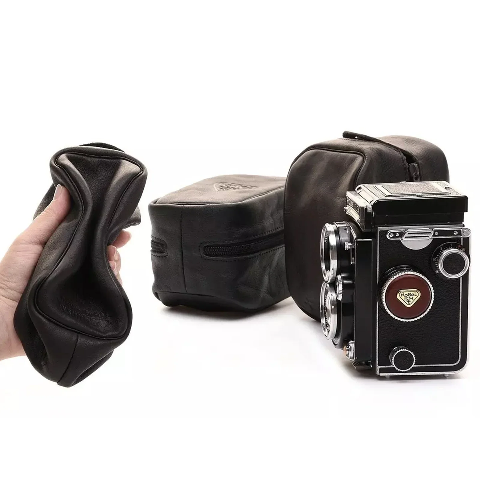 Handmade Leather Soft Case Protective bag for Rolleiflex Rolleicord TLR Camera box