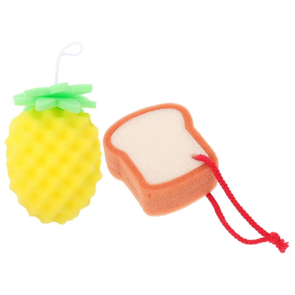

2pcs Bath Sponges For Newborns Sponge Soft Cleansing Toddler Natural Sponges Pineapple Bread Shape Easy Hold