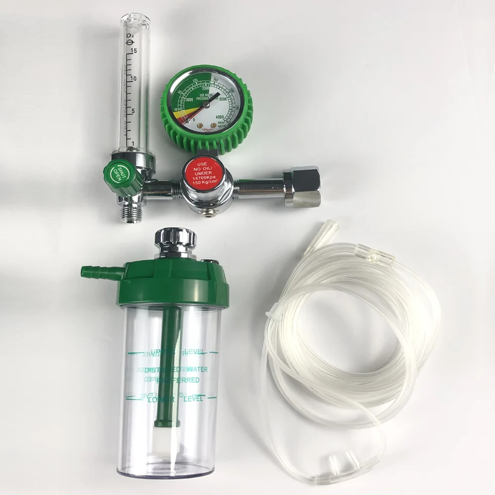 CGA540 Male G5/8 Inch Thread Brass Hospital or Home Medical Oxygen Regulator with Humidifier Bottle