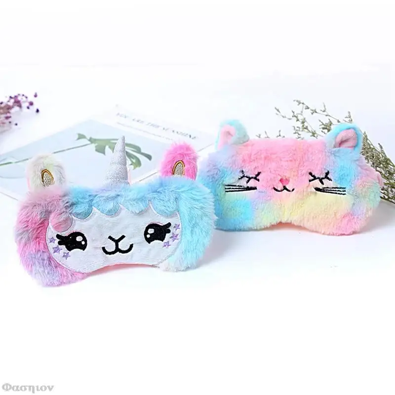 3D Cartoon Unicorn Eye Mask Variety Sleeping Mask Eyeshade Relax Mask Plush Eye Shade Cover For Travel Home Party Gifts Cosplay