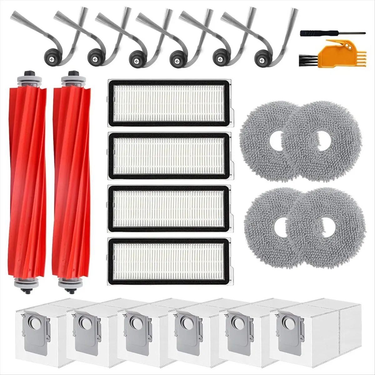 

Запасные части для робота-пылесоса 35A / QR 798 / QR 598: основная щетка, боковая щетка, HEPA-фильтр, мешки для сбора пыли [BWASCLIM]