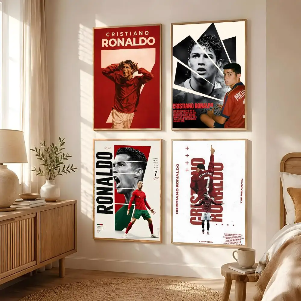 Athlete Cristiano Ronaldo Poster Poster All-match HD Waterproof Self-Adhesive Wall Art Sticker For Home Bedroom