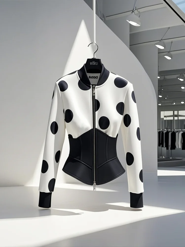 

Spring Autumn Jacket Women Patchwork Slim Coat Zipper Sweatshirt Outerwear Long Sleeve Unique Pretty Airy Fashion Chambray Top