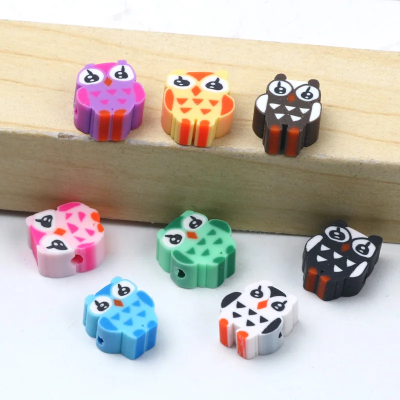 20/50/100pcs Multicolor Cartoon Animal Owl Polymer Clay Spacer Beads Loose Clay Beads For Jewelry Making DIY Handmade Accessory