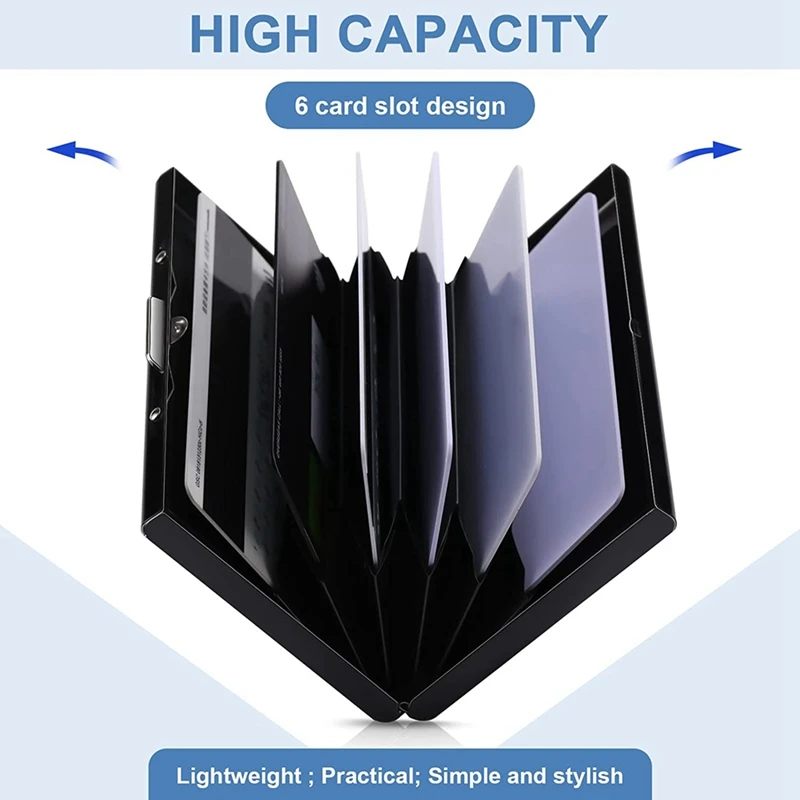 3 แพ็คโลหะผู้ถือบัตรเครดิต 6 ช่องใส่การ์ดสแตนเลส Rfid Blocking บัตรเครดิตกรณี Protector สําหรับผู้ชายผู้หญิง