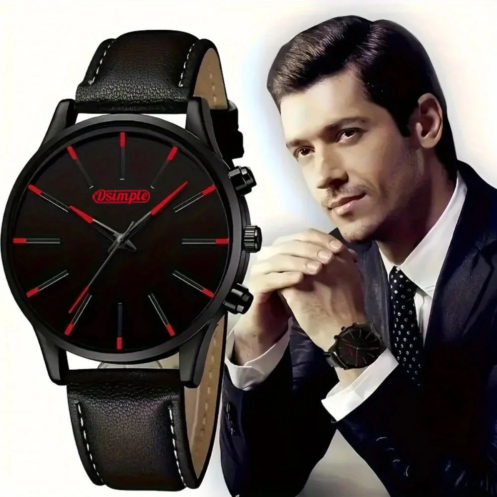 Men'S Fashion Quartz Watch Set of 4 - Shock Resistant, Analog Display, Faux Leather Strap, Accurate Timing, Classic Design