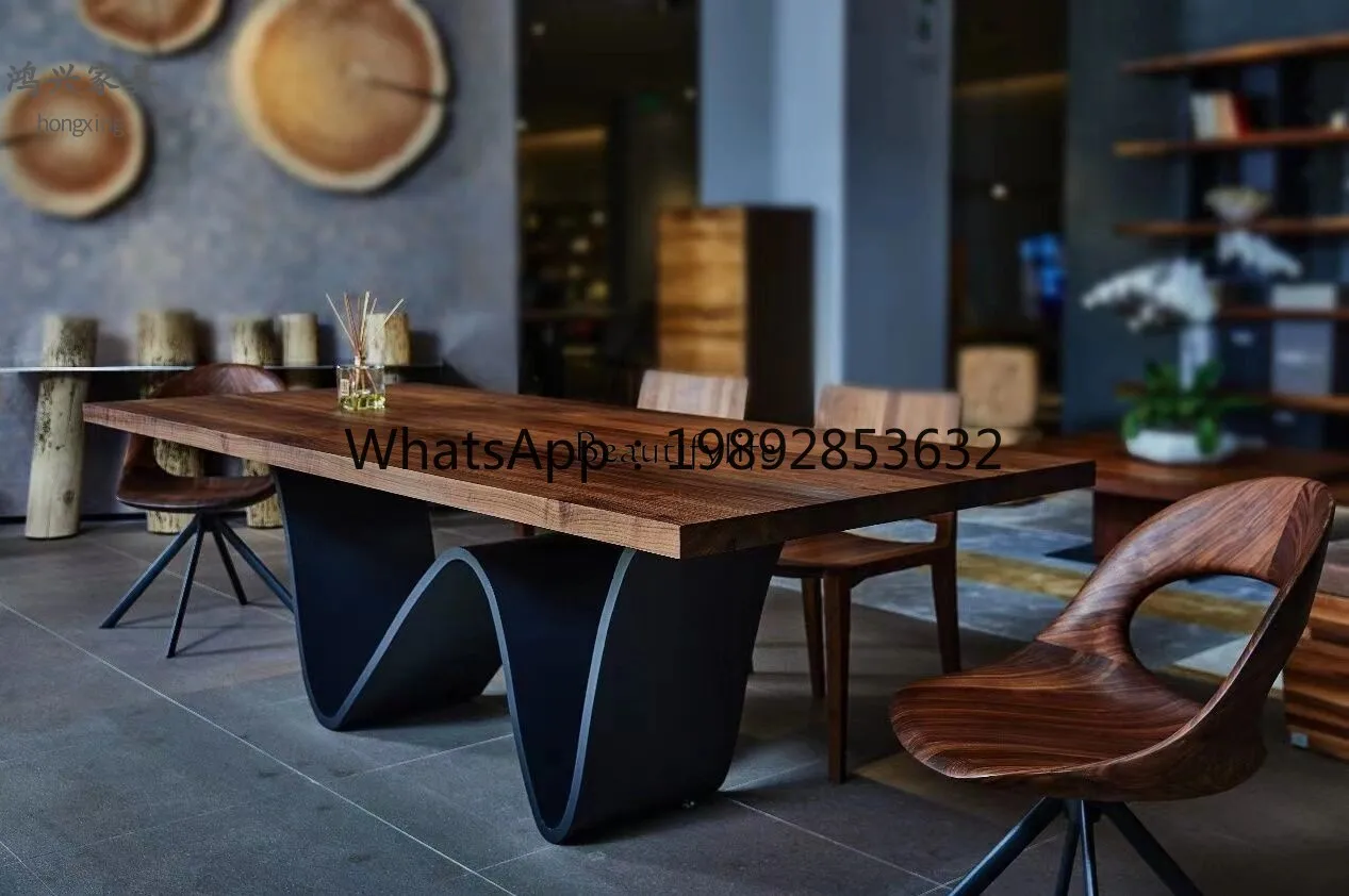 

FF North American black walnut dining table Nordic all-solid wood dining table Log simple rectangle