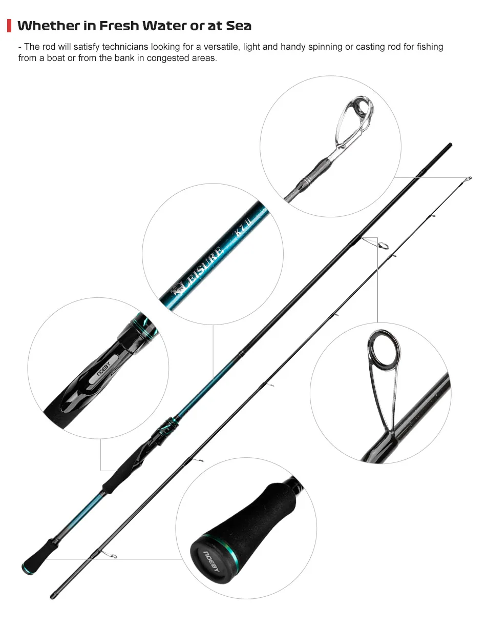 Noeby Allround Rute 2,13 m Spinning Casting Angelrute m mh Power Köder 7-40g 2 Abschnitt Boot Süßwasser Salzwasser Angelrute – Detail 8
