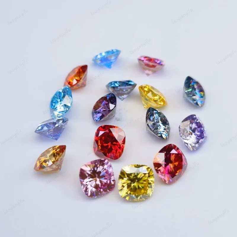 Moissanit-Stein im Kissenform-Schliff, Mehrfarbiger Edelstein für Schmuckherstellung, Besteht Diamanttester – Detail 4