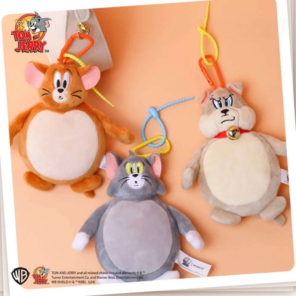 Genuine Tom and Jerry Plush Keychain Doll Cat Mouse Backpack Hanging Ornaments Plush Keychain Girls Toy Birthday Gifts