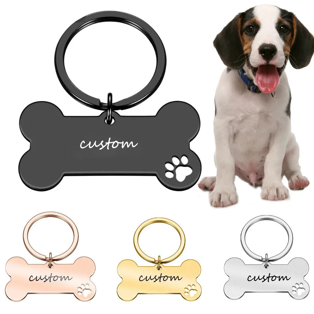 Personalized Dog Name Tag Custom Engraved Bone Dog Tag for Pet Collar Stainless Steel Dog ID Name Tag Gift for Pet 2024