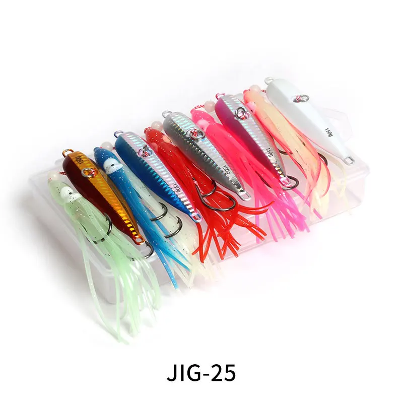 Inchiku 5pcs Jigging Lures 60g Slider Snapper Sea Metal Jig Head Hooks Saltwater Bait Luminous Madai Fishing Lure Grouper Bass