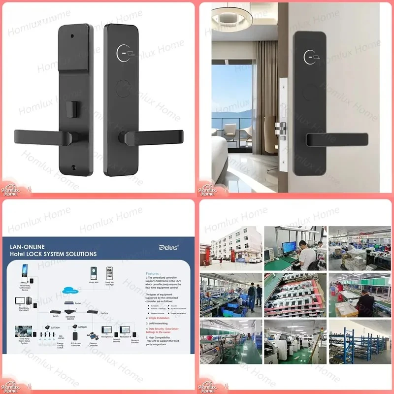 Digital Smart Mortise Lock for Hotel Door Access Control System Aluminum Alloy Brass Wood Finish Cloud SDK Compatible