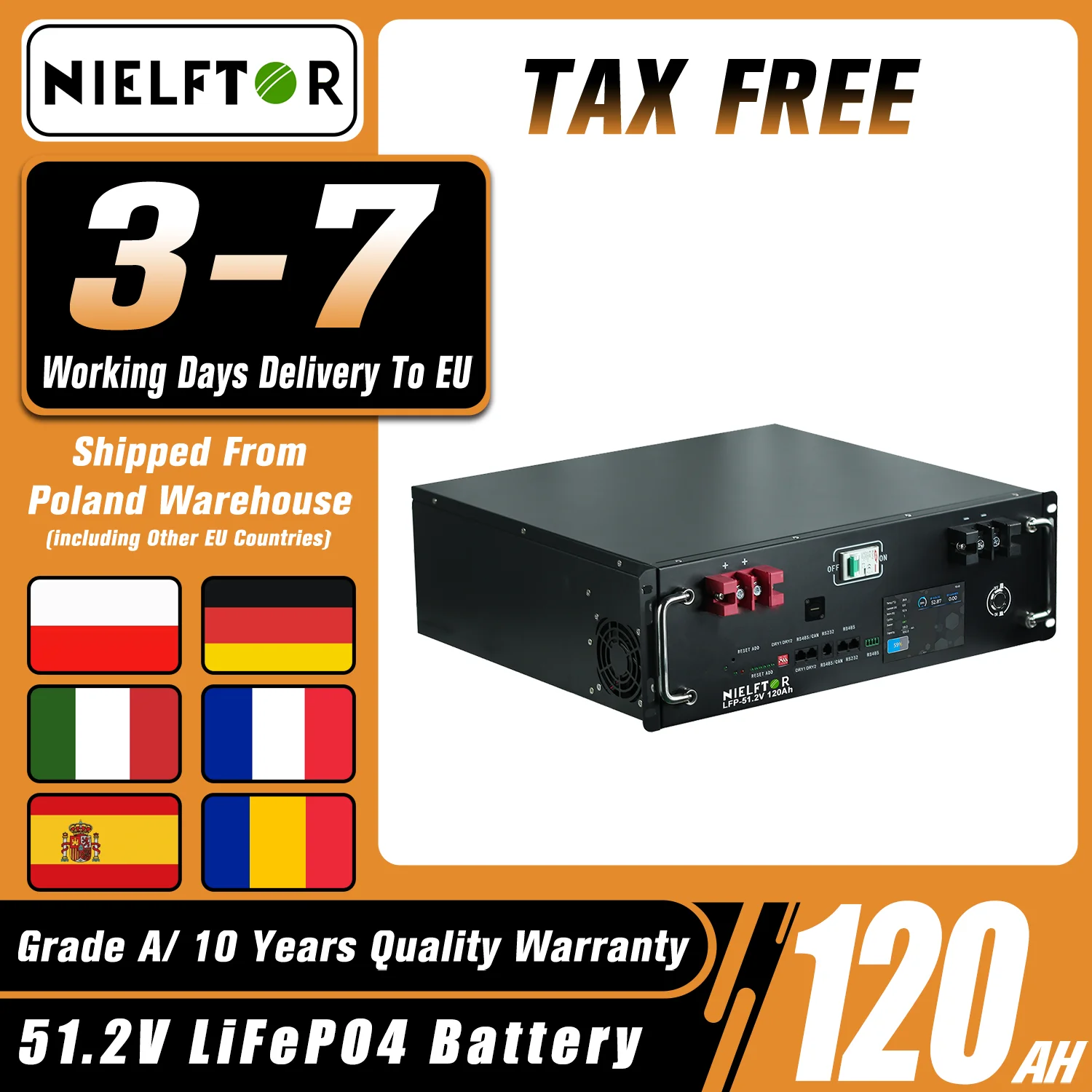 48V 120Ah Lithium LiFePO4 Battery Built-in 100A BMS with Touchable Display 51.2V 100Ah 200Ah 300Ah 600Ah 900Ah LiFePO4 Battery