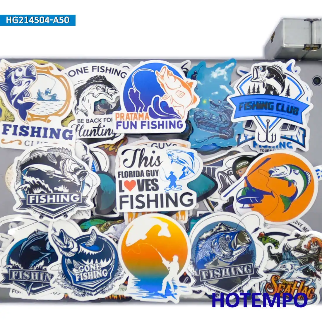 50Pieces Fisherman Go Fishing Slogan Marine Fish Graffiti Waterproof Stickers for Notebooks Motorcycle Car Phone Laptop Sticker