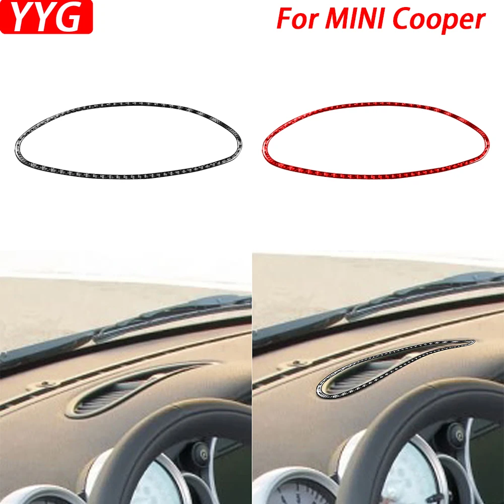 

For Mini Cooper Hatch One R50 R53 2002-2004 Carbon Fiber Dashboard Center Air Outlet Vent Frame Ring Trim Car Interior Sticker