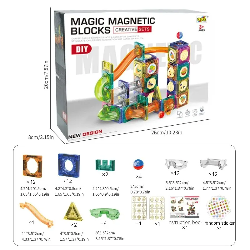 Magnetic Building Blocks Toys for Kids with Ball Track Educational STEM Toys Gifts for Boys Girls 3D Developmental Stacking Toy