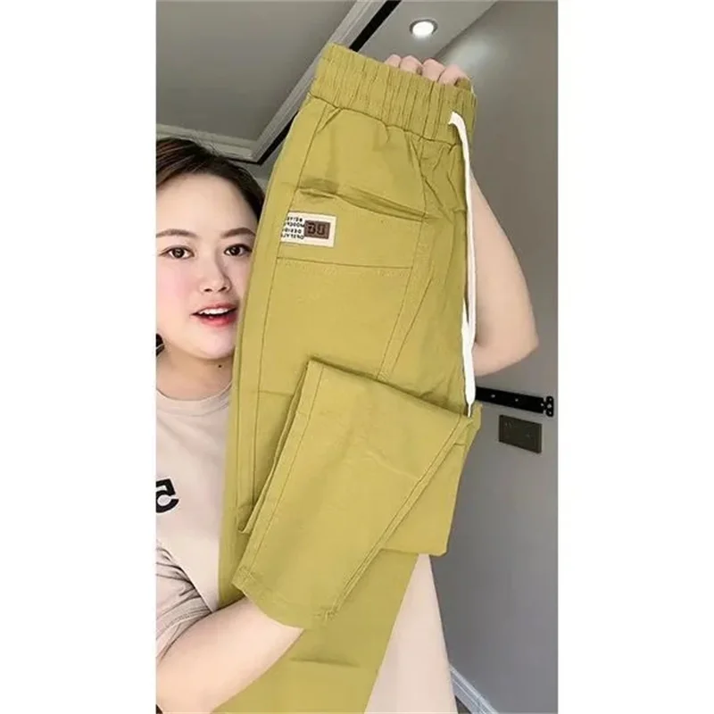 Spring Summer Women's Harem Pants High Waist Straight Casual All-match Pants Women Fashion Loose Cotton linen Trousers Female