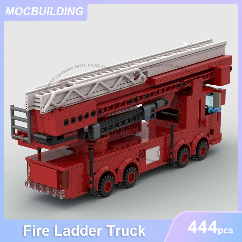 النار سلم شاحنة ستة مسمار نموذج واسع MOC اللبنات لتقوم بها بنفسك تجميع الطوب جمع عرض الإبداعية عيد الميلاد اللعب الهدايا 444 قطعة #3