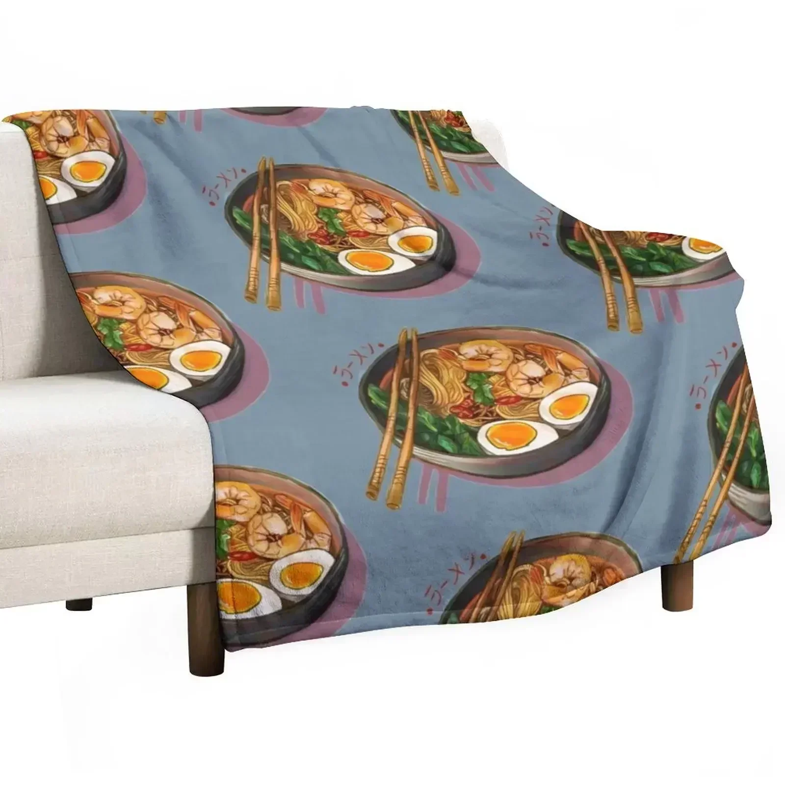 Japanses Ramen Noodles Bowl Throw Blanket Flannel Sofa warm winter Camping wednesday Blankets