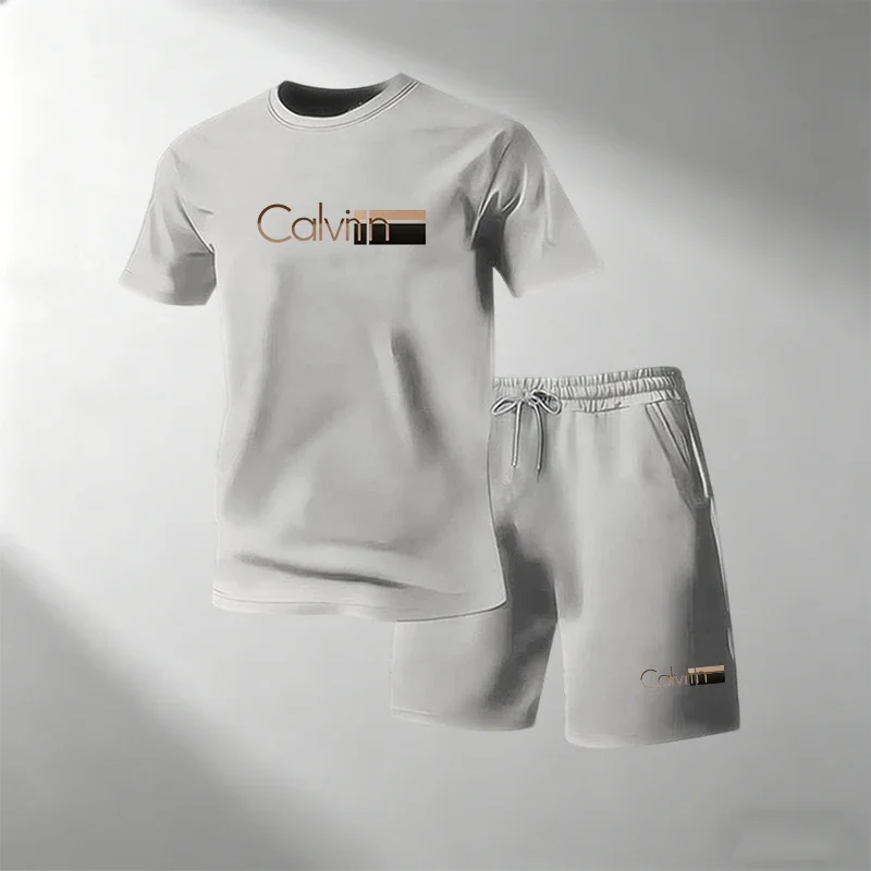 Conjunto Masculino de Verão 2026: Camiseta Gola O + Shorts Esportivo de Secagem Rápida para Fitness e Corrida – Moda Casual em Promoção