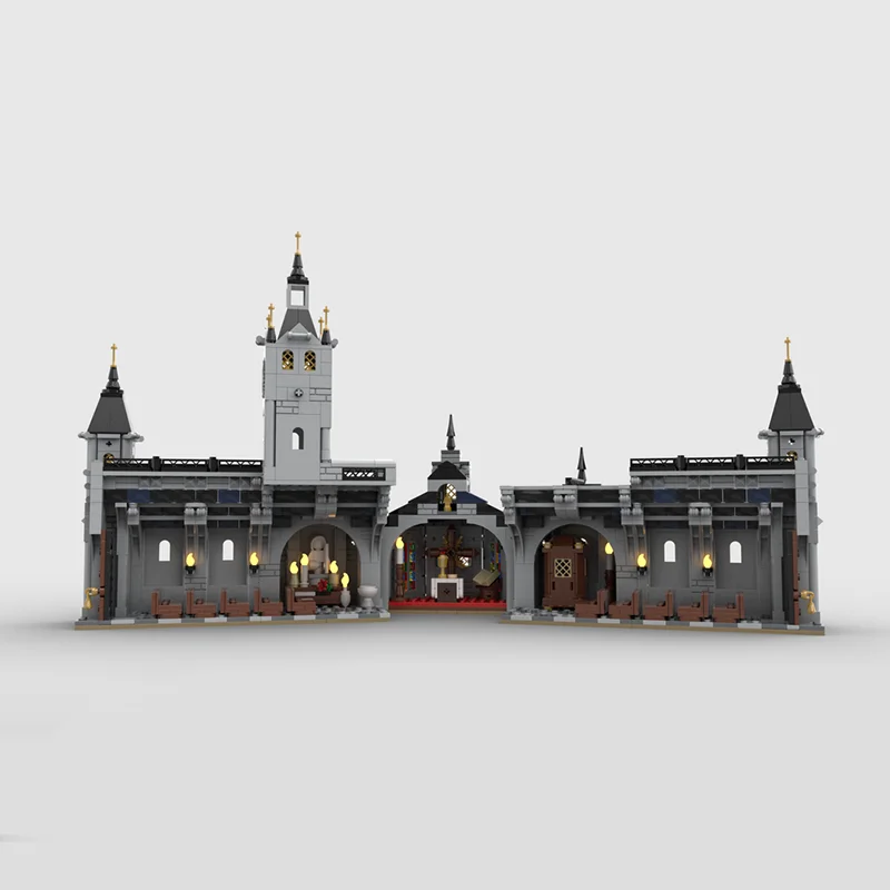 Bloques de construcción MOC para niños, juguete de ladrillos para armar iglesia Medieval, juego de montaje creativo, ideal para regalo de vacaciones, arquitectura, 1445 piezas