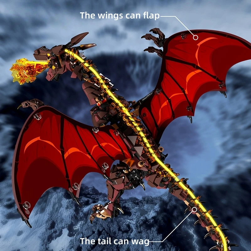 ตัวต่อบล็อกมังกรไฟ FUNXINEE 1439 ชิ้น แบบเชื่อมต่อได้ ของตกแต่งสัตว์ในตำนาน ของขวัญสร้างสรรค์