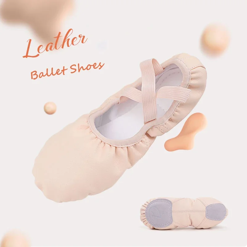 Leather Ballet Shoes for Women Kids, Soft Sole Dance Practice Slippers for Ballet Class
