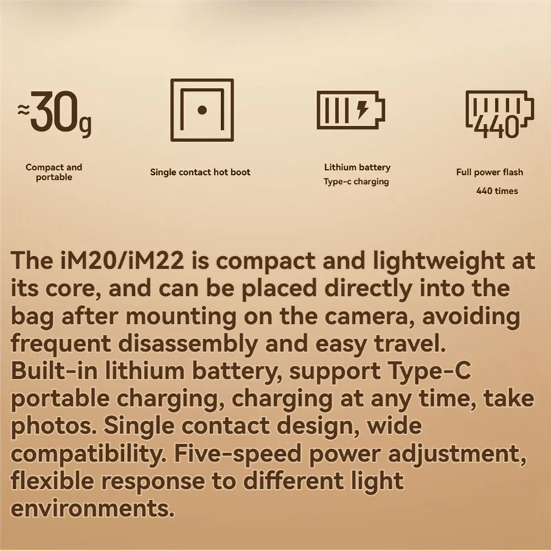 

A39Q-For GODOX IM22 Mini Camera Flash Light Mini Hot Shoe Speedlight 5-Speed Adjustmen Fordslr Camera Ricoh RG3 Photography